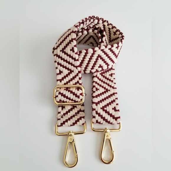 NEW Boho Woven Adjustable Purse 1 1/2” wide Strap Replacement w/gold Metal … - Picture 1 of 2